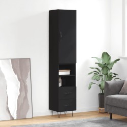 vidaXL Highboard Schwarz 34,5x34x180 cm Holzwerkstoff