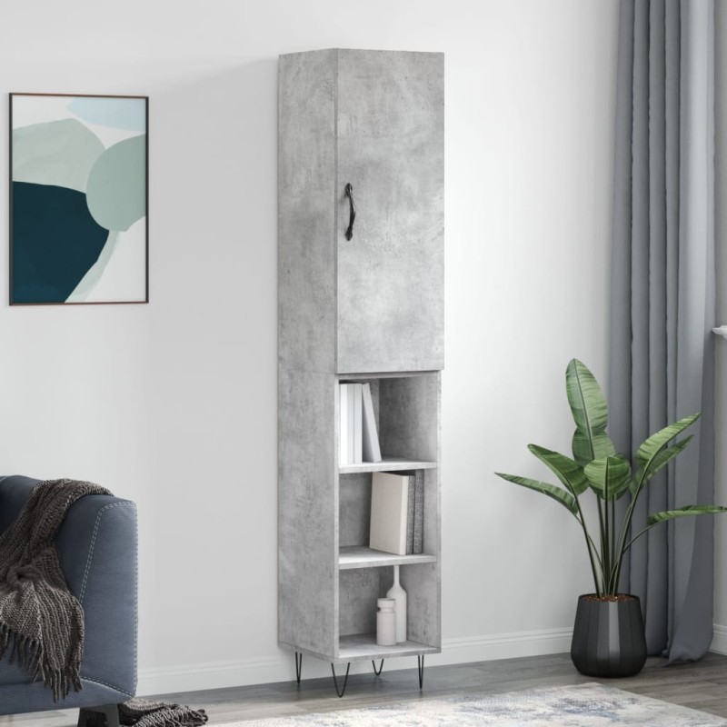 vidaXL Highboard Betongrau 34,5x34x180 cm Holzwerkstoff vidaXL Highboard Betongrau 34,5x34x180 cm Holzwerkstoff