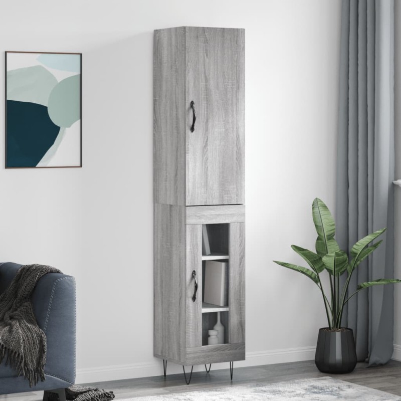 vidaXL Highboard Grau Sonoma 34,5x34x180 cm Holzwerkstoff vidaXL Highboard Grau Sonoma 34,5x34x180 cm Holzwerkstoff
