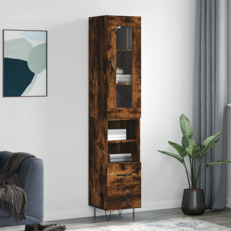 vidaXL Highboard Räuchereiche 34,5x34x180 cm Holzwerkstoff