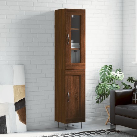 vidaXL Highboard Braun Eichen-Optik 34,5x34x180 cm Holzwerkstoff