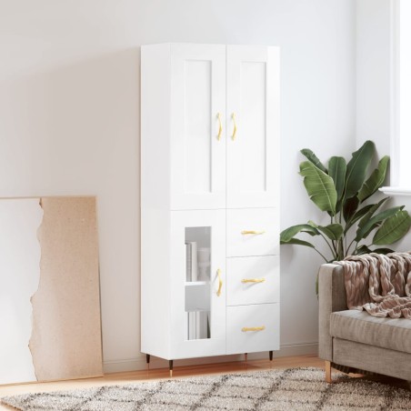 vidaXL Highboard Hochglanz-Weiß 69,5x34x180 cm Holzwerkstoff