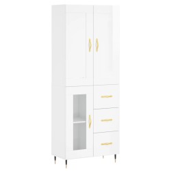 vidaXL Highboard Hochglanz-Weiß 69,5x34x180 cm Holzwerkstoff