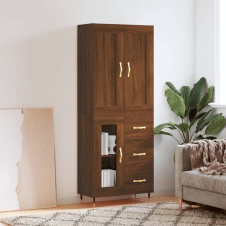vidaXL Highboard Braun Eichen-Optik 69,5x34x180 cm Holzwerkstoff