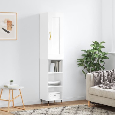 vidaXL Highboard Hochglanz-Weiß 34,5x34x180 cm Holzwerkstoff