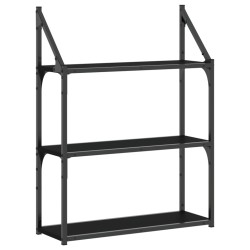 vidaXL Wandregal 3 Fächer Schwarz 60x21x78,5 cm Holzwerkstoff