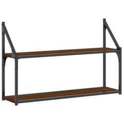 vidaXL Wandregal 2 Fächer Braun Eichen-Optik 80x21x51 cm Holzwerkstoff