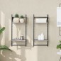 vidaXL Wandregale mit 2 Ablagen & Stangen 2 Stk Grau Sonoma 30x25x65cm vidaXL Wandregale mit 2 Ablagen & Stangen 2 Stk Grau Sonoma 30x25x65cm