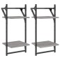 vidaXL Wandregale mit 2 Ablagen & Stangen 2 Stk Grau Sonoma 30x25x65cm vidaXL Wandregale mit 2 Ablagen & Stangen 2 Stk Grau Sonoma 30x25x65cm