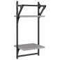 vidaXL Wandregale mit 2 Ablagen & Stangen 2 Stk Grau Sonoma 30x25x65cm vidaXL Wandregale mit 2 Ablagen & Stangen 2 Stk Grau Sonoma 30x25x65cm