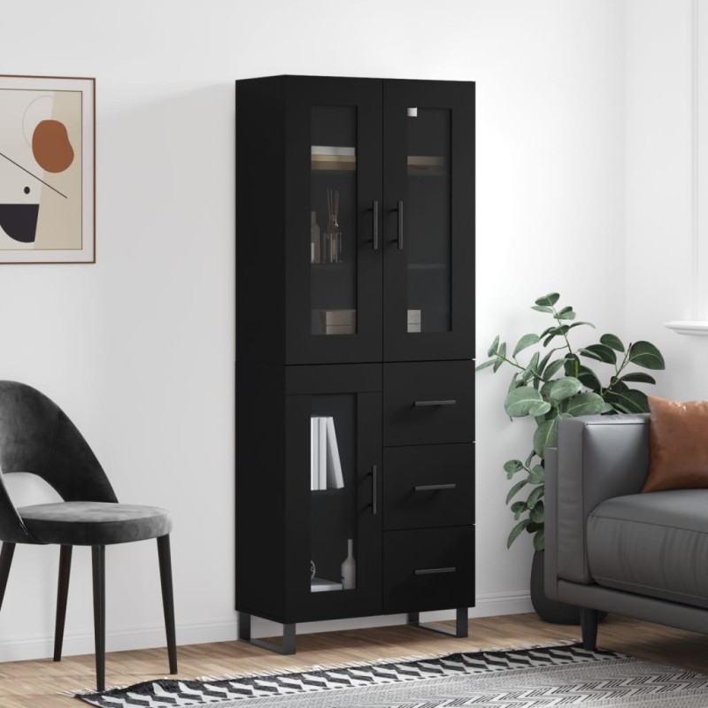 Highboard Schwarz 69,5x34x180 cm Holzwerkstoff Highboard Schwarz 69,5x34x180 cm Holzwerkstoff