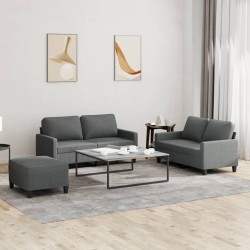 vidaXL 3-tlg. Sofagarnitur mit Kissen Dunkelgrau Stoff