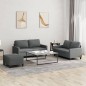 vidaXL 3-tlg. Sofagarnitur mit Kissen Dunkelgrau Stoff vidaXL 3-tlg. Sofagarnitur mit Kissen Dunkelgrau Stoff