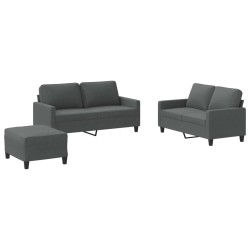 vidaXL 3-tlg. Sofagarnitur mit Kissen Dunkelgrau Stoff