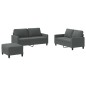 vidaXL 3-tlg. Sofagarnitur mit Kissen Dunkelgrau Stoff vidaXL 3-tlg. Sofagarnitur mit Kissen Dunkelgrau Stoff