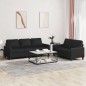 vidaXL 2-tlg. Sofagarnitur mit Kissen Schwarz Kunstleder vidaXL 2-tlg. Sofagarnitur mit Kissen Schwarz Kunstleder