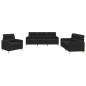 vidaXL 3-tlg. Sofagarnitur mit Kissen Schwarz Stoff vidaXL 3-tlg. Sofagarnitur mit Kissen Schwarz Stoff