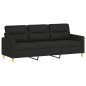 vidaXL 3-tlg. Sofagarnitur mit Kissen Schwarz Stoff vidaXL 3-tlg. Sofagarnitur mit Kissen Schwarz Stoff