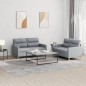 vidaXL 2-tlg. Sofagarnitur mit Kissen Hellgrau Stoff vidaXL 2-tlg. Sofagarnitur mit Kissen Hellgrau Stoff