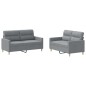 vidaXL 2-tlg. Sofagarnitur mit Kissen Hellgrau Stoff vidaXL 2-tlg. Sofagarnitur mit Kissen Hellgrau Stoff