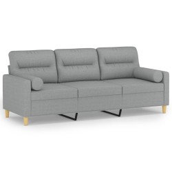 vidaXL 3-Sitzer-Sofa mit Zierkissen Hellgrau 180 cm Stoff