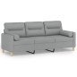 vidaXL 3-Sitzer-Sofa mit Zierkissen Hellgrau 180 cm Stoff vidaXL 3-Sitzer-Sofa mit Zierkissen Hellgrau 180 cm Stoff