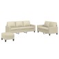 vidaXL 3-tlg. Sofagarnitur mit Kissen Creme Kunstleder vidaXL 3-tlg. Sofagarnitur mit Kissen Creme Kunstleder