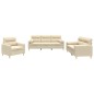 vidaXL 3-tlg. Sofagarnitur mit Kissen Creme Stoff vidaXL 3-tlg. Sofagarnitur mit Kissen Creme Stoff