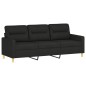 vidaXL 3-tlg. Sofagarnitur mit Kissen Schwarz Stoff vidaXL 3-tlg. Sofagarnitur mit Kissen Schwarz Stoff
