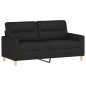 vidaXL 3-tlg. Sofagarnitur mit Kissen Schwarz Stoff vidaXL 3-tlg. Sofagarnitur mit Kissen Schwarz Stoff