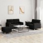 vidaXL 3-tlg. Sofagarnitur mit Kissen Schwarz Stoff vidaXL 3-tlg. Sofagarnitur mit Kissen Schwarz Stoff