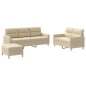 vidaXL 3-tlg. Sofagarnitur mit Kissen Creme Stoff vidaXL 3-tlg. Sofagarnitur mit Kissen Creme Stoff