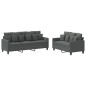 vidaXL 2-tlg. Sofagarnitur mit Kissen Dunkelgrau Stoff vidaXL 2-tlg. Sofagarnitur mit Kissen Dunkelgrau Stoff