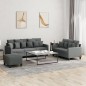 vidaXL 3-tlg. Sofagarnitur mit Kissen Dunkelgrau Stoff vidaXL 3-tlg. Sofagarnitur mit Kissen Dunkelgrau Stoff