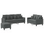 vidaXL 3-tlg. Sofagarnitur mit Kissen Dunkelgrau Stoff vidaXL 3-tlg. Sofagarnitur mit Kissen Dunkelgrau Stoff