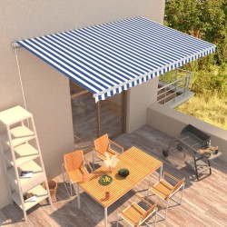 vidaXL Einziehbare Markise Handbetrieben 500 x 300 cm Blau und Weiß