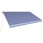 vidaXL Einziehbare Markise Handbetrieben 500 x 300 cm Blau und Weiß vidaXL Einziehbare Markise Handbetrieben 500 x 300 cm Blau und Weiß