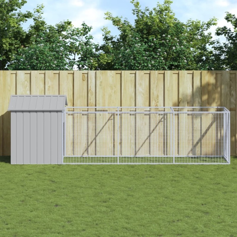 vidaXL Hundehütte mit Dach Hellgrau 117x405x123 cm Verzinkter Stahl vidaXL Hundehütte mit Dach Hellgrau 117x405x123 cm Verzinkter Stahl