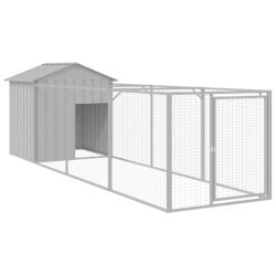 vidaXL Hundehütte mit Dach Hellgrau 117x405x123 cm Verzinkter Stahl