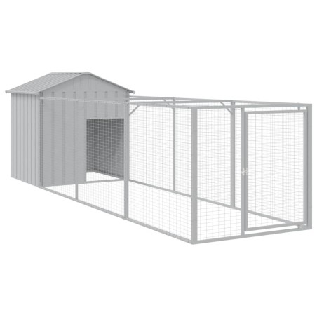 vidaXL Hundehütte mit Dach Hellgrau 117x405x123 cm Verzinkter Stahl