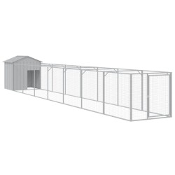 vidaXL Hundehütte mit Dach Hellgrau 117x813x123 cm Verzinkter Stahl