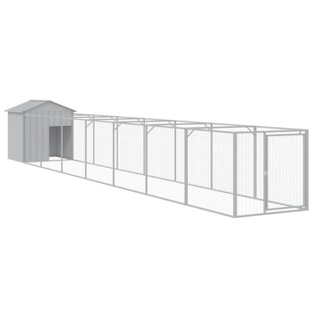 vidaXL Hundehütte mit Dach Hellgrau 117x813x123 cm Verzinkter Stahl