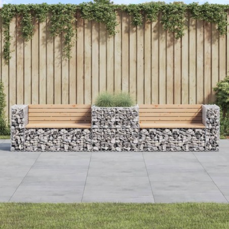 vidaXL Gartenbank mit Gabione Massivholz Kiefer