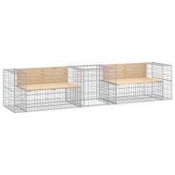vidaXL Gartenbank mit Gabione Massivholz Kiefer