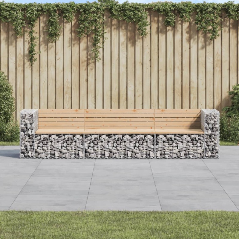 vidaXL Gartenbank aus Gabionen 287x71x65,5 cm Massivholz Kiefer vidaXL Gartenbank aus Gabionen 287x71x65,5 cm Massivholz Kiefer