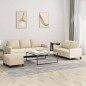 vidaXL 3-tlg. Sofagarnitur mit Kissen Creme Stoff vidaXL 3-tlg. Sofagarnitur mit Kissen Creme Stoff