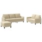 vidaXL 3-tlg. Sofagarnitur mit Kissen Creme Stoff vidaXL 3-tlg. Sofagarnitur mit Kissen Creme Stoff