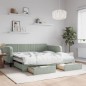 vidaXL Tagesbett Ausziehbar mit Schubladen Hellgrau 90x190 cm Samt vidaXL Tagesbett Ausziehbar mit Schubladen Hellgrau 90x190 cm Samt