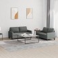 vidaXL 2-tlg. Sofagarnitur mit Kissen Dunkelgrau Stoff vidaXL 2-tlg. Sofagarnitur mit Kissen Dunkelgrau Stoff