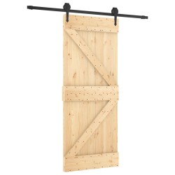 vidaXL Schiebetür mit Beschlag 85x210 cm Massivholz Kiefer